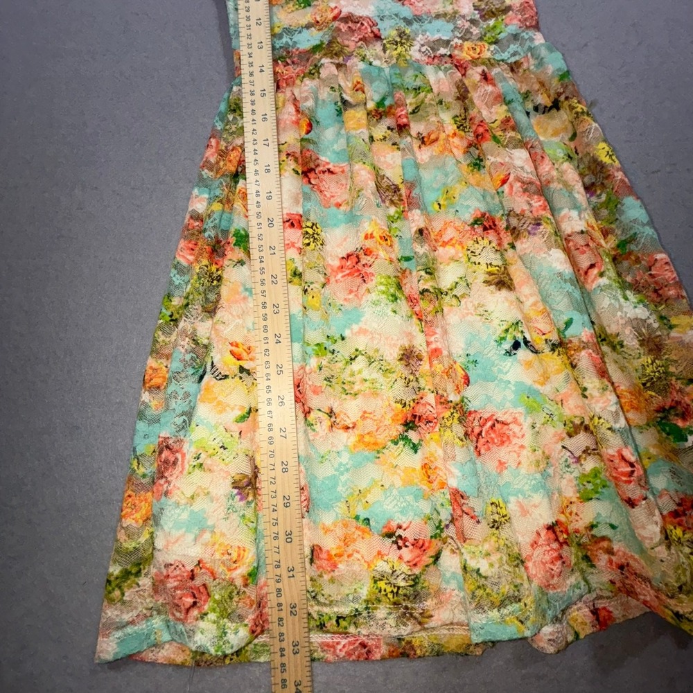Vintage Deb Dress Womens Small‎ Floral Mesh Fit and Flare - Picture 5 of 7